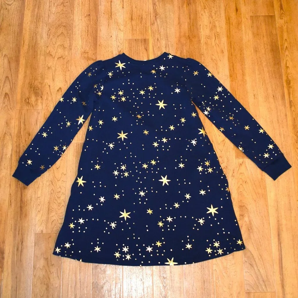 Girls Hanna Andersson Blue Foil‎ Printed French Terry Dress 12 (150 cm)